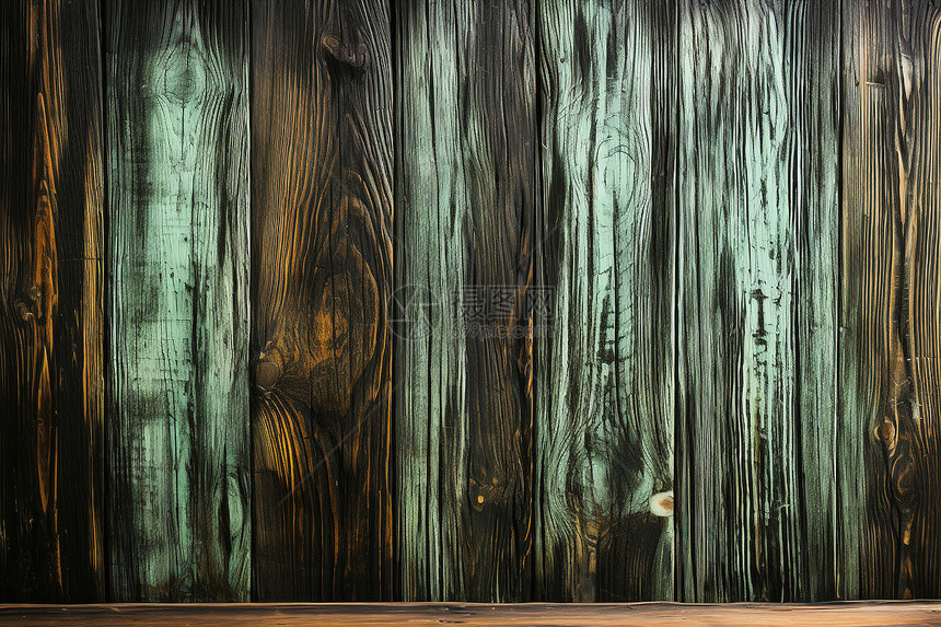 绿色的木质墙壁图片