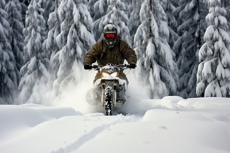雪地摩托车雪地里的摩托车手背景