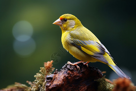 黄色绿一个可爱的黄色鸟儿背景
