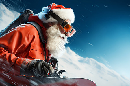 圣诞老人坐着雪橇背景图片