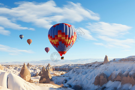 冰雪中的热气球背景图片