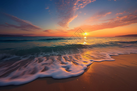 海边夕阳霞光背景图片