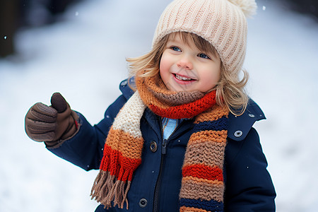 玩雪的小女孩背景图片