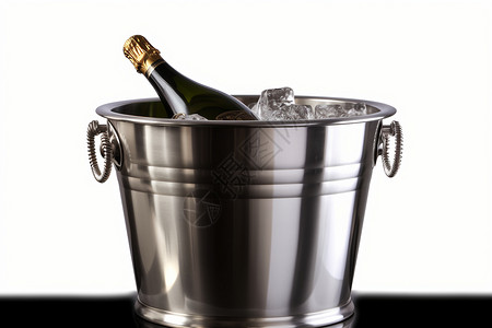 冰镶银桶中的香槟高清图片
