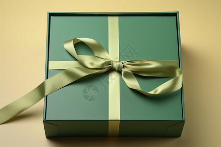 精致的绿色礼物包装盒背景图片