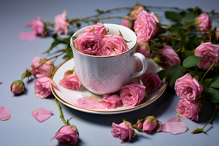茶香四溢的玫瑰花茶背景图片