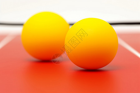 乒乓球桌面上的乒乓球背景图片