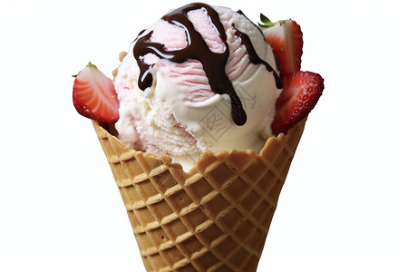 美味诱人的草莓冰淇淋背景图片