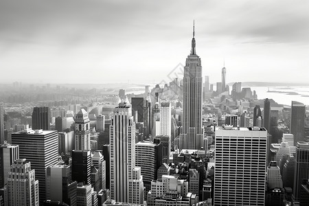 黑白的城市摩天大楼建筑背景图片