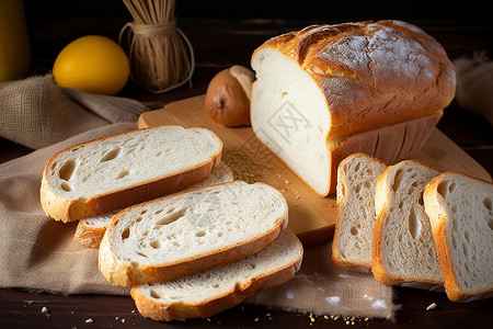 餐桌上的小麦面包背景图片