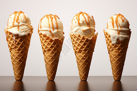 清凉夏日的冰淇淋甜筒背景图片