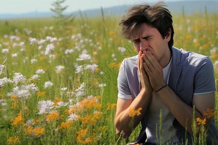 哮喘疾病的男子背景图片