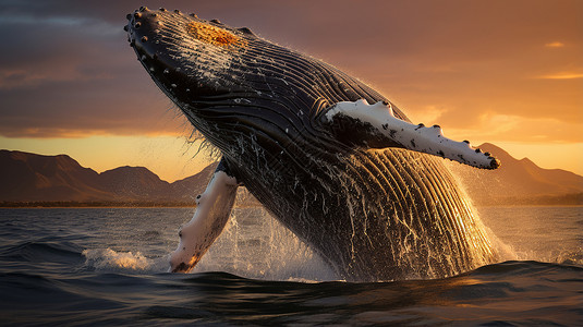 花海中的鲸鱼宁静的海洋中的鲸鱼背景