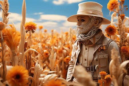 田地里的农民模型背景图片