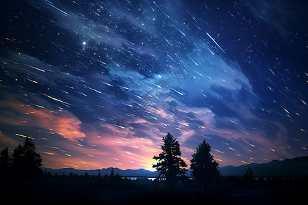 夜晚壮观的星系背景图片