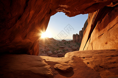 日落洞穴背景图片