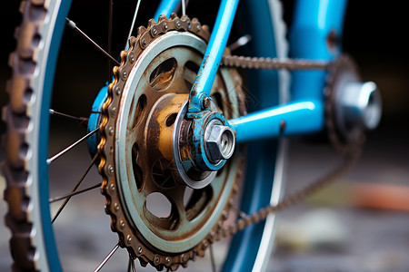 自行车齿轮青色自行车背景