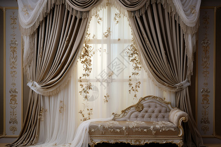 法国宫廷风格的卧室背景图片