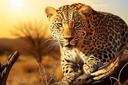 野生动物狩猎独行的豹子背景