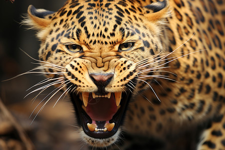 怒吼中的豹子背景图片