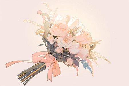 粉色标题标题柔和的粉色花束插画