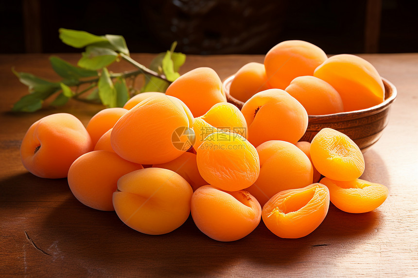 可口的成熟杏子图片