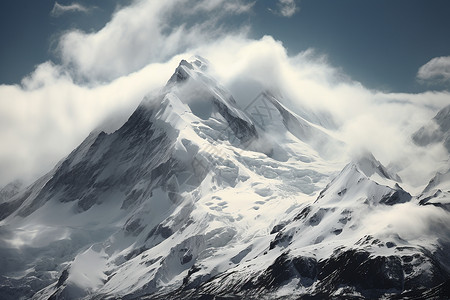 雪花覆盖的雪山山脉背景