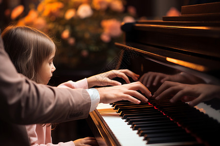 女孩学习钢琴高清图片