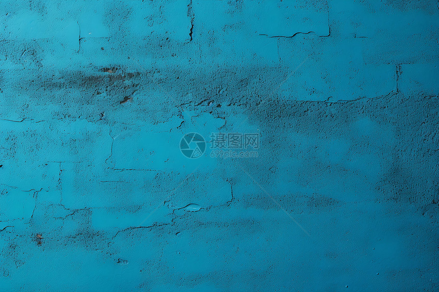 蓝色墙面上的裂纹图片