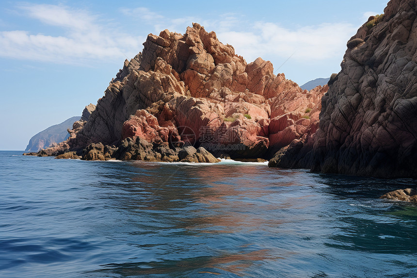 海岸线上的岩石岛屿图片