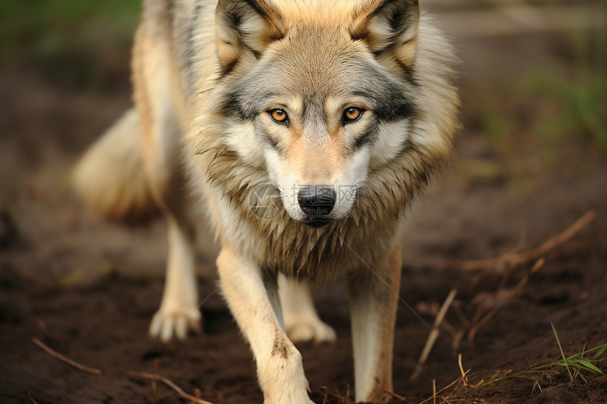 户外荒野中强壮的野狼图片