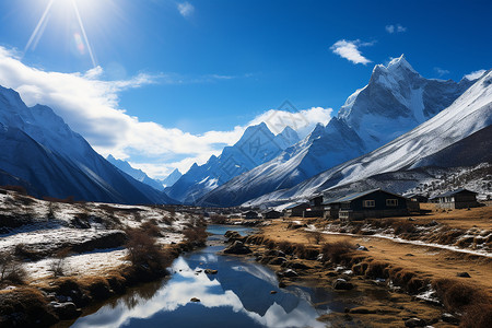 冰雪消融的山谷背景图片