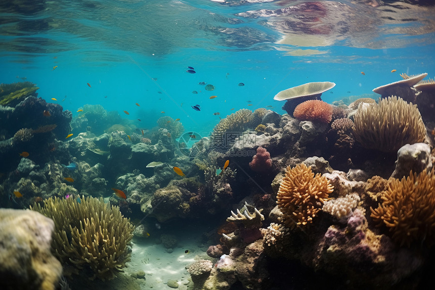深海中美丽的珊瑚群图片