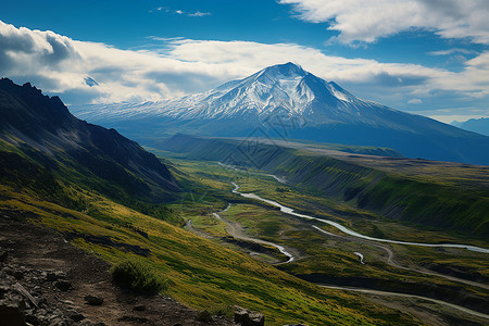 广阔的火山谷背景图片