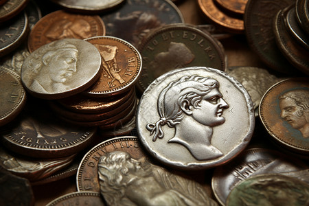 澳币堆叠的罗马钱币背景