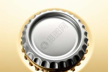 金色瓶盖中的白圆环背景图片