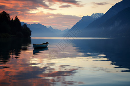 湖面上的船湖面上的夜色背景