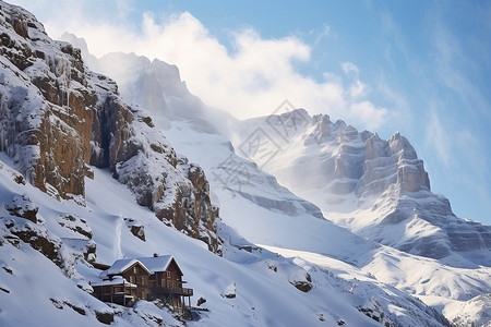 美丽的冬季雪山背景图片