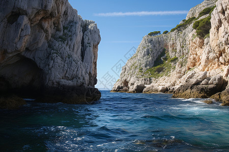 海洞与海水岩石海洞花高清图片