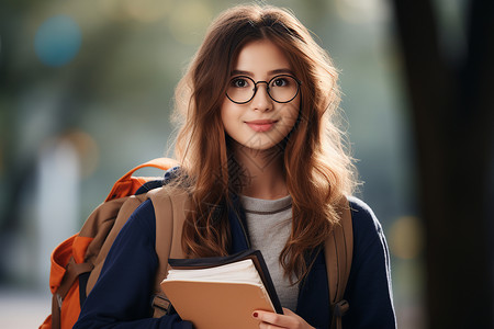 戴着眼镜的大学生背景图片