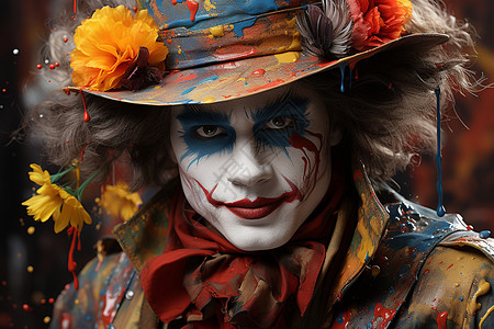 小丑的奇幻油画背景图片