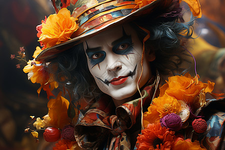 色彩绚烂的油画小丑背景图片