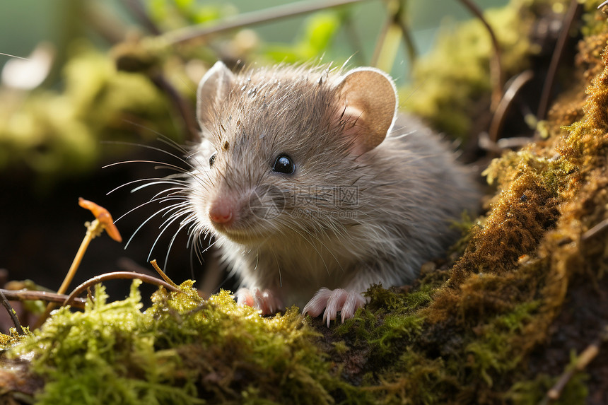 热带丛林中的小老鼠图片