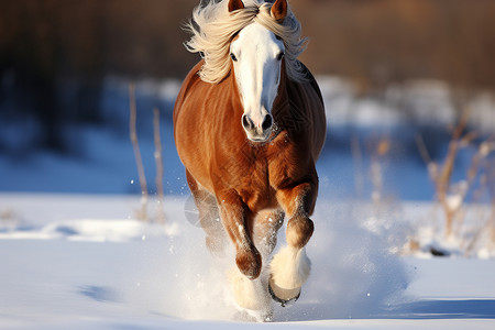 冬天雪地里奔跑的马高清图片