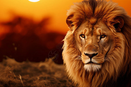 荒野里的雄狮背景图片