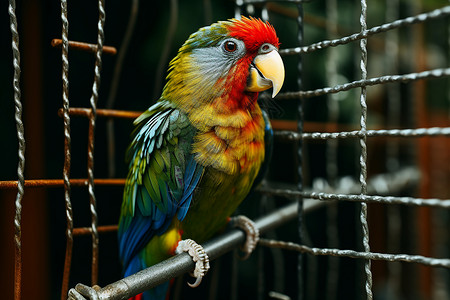 里约鹦鹉笼子里的鹦鹉背景