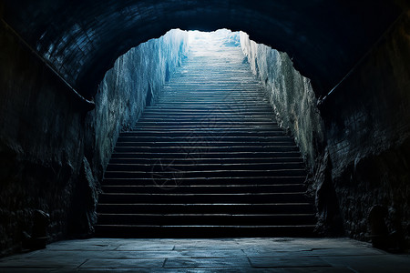 阴暗的隧道楼梯背景图片