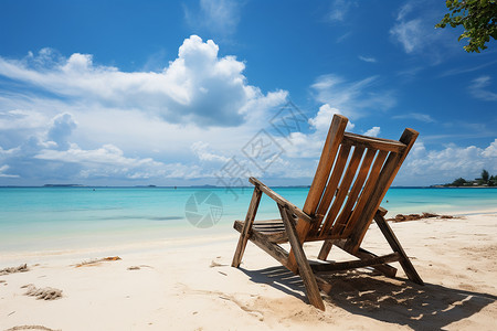 沙滩上的躺椅背景图片