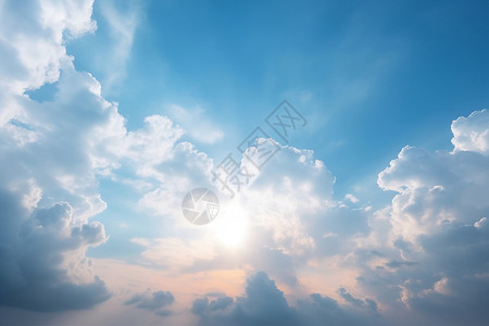 蓝天白云的美丽景观背景图片