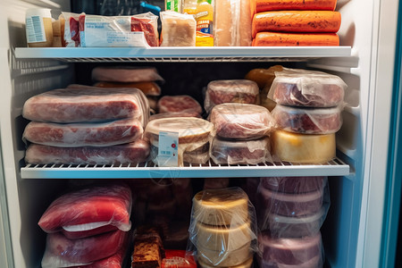 冷冻保存分类保存的冷藏食物背景
